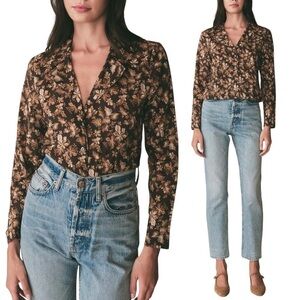 DOEN Sheila Button Down Top in Fern Grove Floral